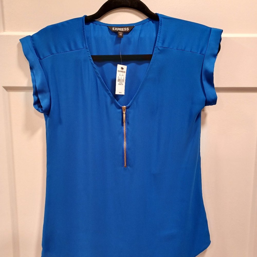 Express- NWT Royal blue V-neck silky gramercy tee